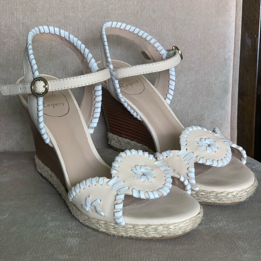 Jack Rogers Clare Rope Wedge in Bone 6